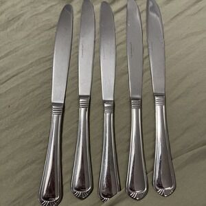 International Nouveau Set of 5 Dinner Knives Stainless Outline Fan Glossy